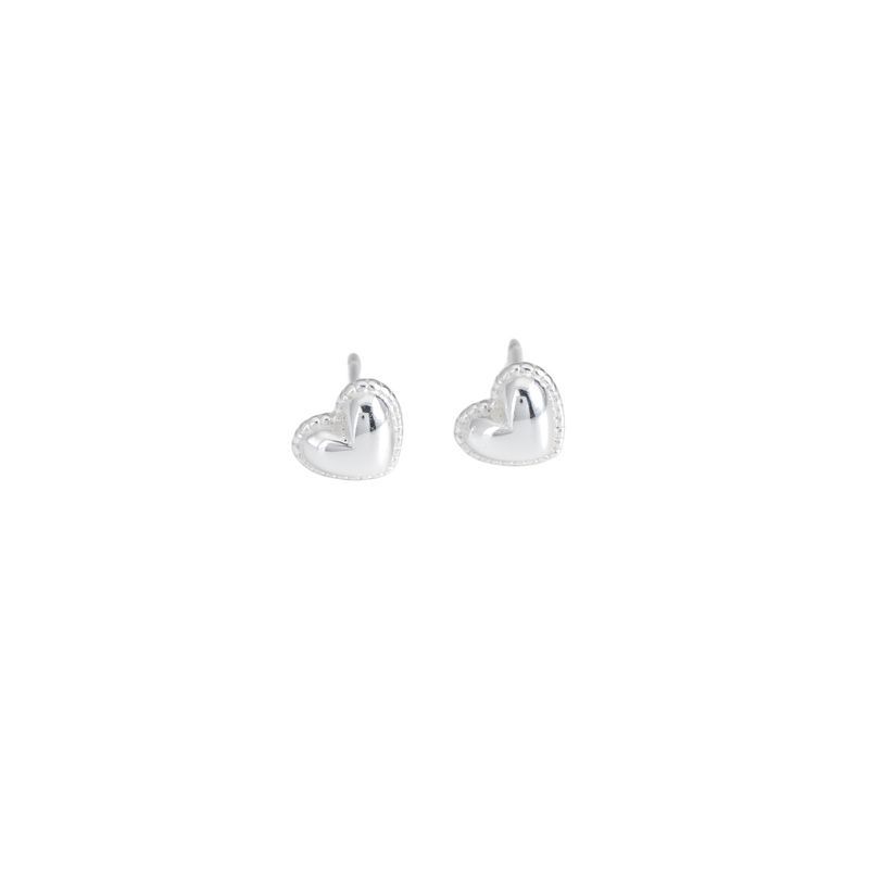 Tiqi Pure Sier Sweet Compact Heart-shaped With Feminine Temperament, Simple Niche Peach Heart Ear Hole E, And_ipsvogv.com