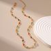 Bohemian style colored glass diamond clavicle chain plated with K real gold chain holiday style travel ethnic style necklace_ipsvogv.com