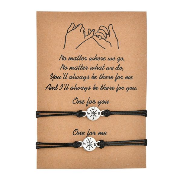 Accessory Card Set Compass Wax Adjustable Friendship Bracelet Hand Rope_ipsvogv.com