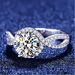 Classic Six-Prong Double Row Micro-Paved Zircon Twist Arm Full Diamond Engagement Wedding Ring_ipsvogv.com