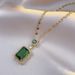 Necklace Women's S925 Zircon Emerald Crystal Geometric Earrings Advanced Earrings Set Temperament Collar Chain_ipsvogv.com