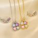 Titanium Steel Colorful Four Leaf Grass Accessories New Product Women's Versatile Collar Chain Zircon Necklace_ipsvogv.com