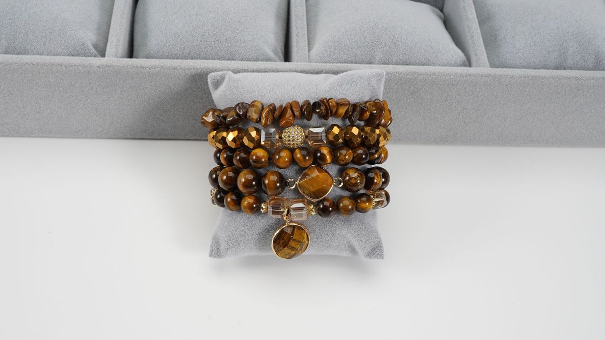 Popular Bohemian Stacking Style Bracelet Natural Amethyst Tiger Eye Stone Set Ladies Bracelet_ipsvogv.com