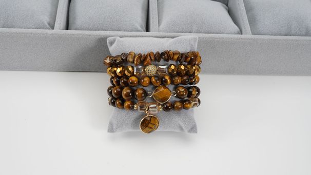 Popular Bohemian Stacking Style Bracelet Natural Amethyst Tiger Eye Stone Set Ladies Bracelet_ipsvogv.com