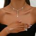 Women’s Jewelry Set Fashion Simple Long Tassel Rhinestone Necklace Bride Rhinestone Necklace Earrings Bracelet Set Three Piece Wedding Jewelry_ipsvogv.com