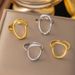 Stainless Steel Hollow Geometric Oval Opening Ins Style Versatile And Simple Ring For Women_ipsvogv.com
