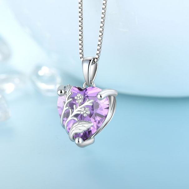 S925 silver love glass pendant necklace female clavicle chain necklace female jewelry silver jewelry processing_ipsvogv.com