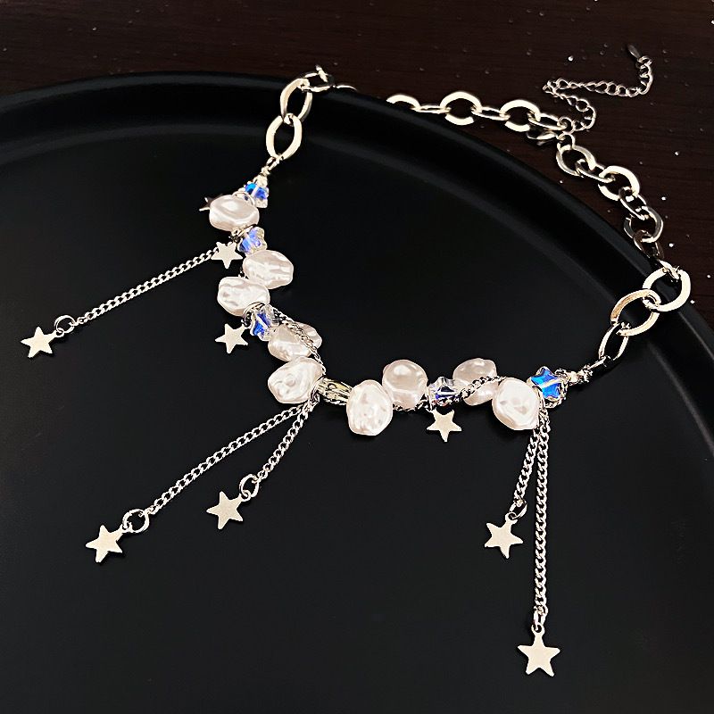 Irregular Pearl Star Necklace For Women, Light Luxury, Niche Design, Fashionable Collarbone Chain Temperament, Sweet And_ipsvogv.com
