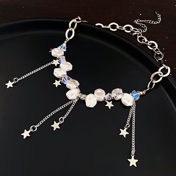 Irregular Pearl Star Necklace For Women, Light Luxury, Niche Design, Fashionable Collarbone Chain Temperament, Sweet And_ipsvogv.com
