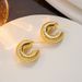 Metal earrings, hollow gold stripe earrings, hip-hop punk style circle street shot jewelry earrings_ipsvogv.com