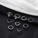 New Dot Diamond Flower Feather Carved Opening 9-piece Set Ring_ipsvogv.com