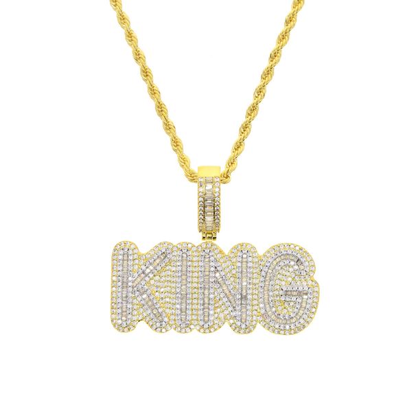 Hip Hop New KING Letter Pendant Full Of Diamonds Men's Necklace Ins Style Jewelry_ipsvogv.com