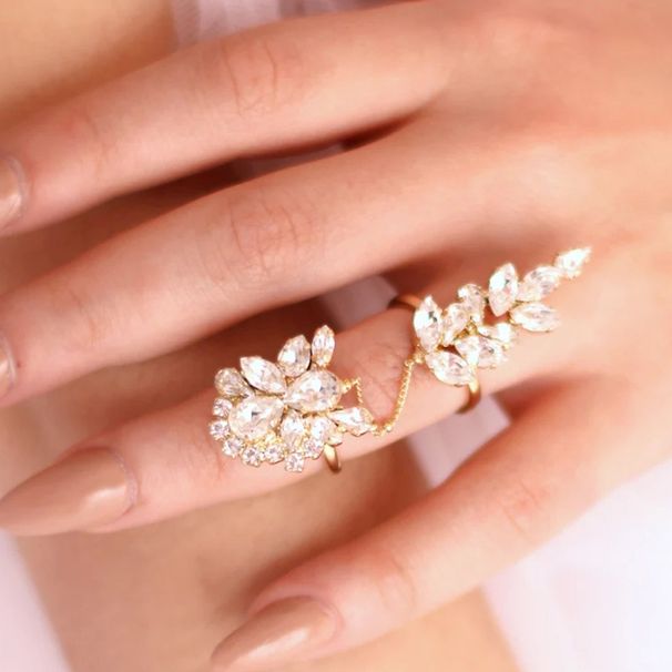 hot flower ring zircon temperament Mori female Bride wedding wedding wedding jewelry fashion rings_ipsvogv.com