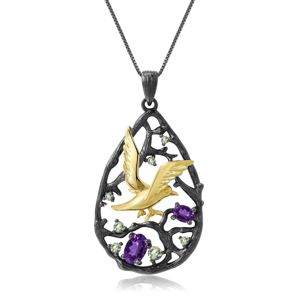 Bird's Paradise Original Design Pendant Topaz High End Accessories S925 Sterling Silver Natural Garnet Necklace_ipsvogv.com