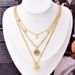 Temperament Accessory: Three Layer Collarbone Chain With Small Golden Beans, Full Diamond, Round Life Tree Pendant,_ipsvogv.com