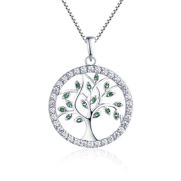 Fashion Ing S Green Zircon Tree Of Life Pendant Necklace Foreign Trade Cross Border Sier Jewelry Processing_ipsvogv.com