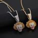 Unisex Popular Hip Hop Full Diamond Clown Necklace Pendant Punk Style Men's Pendant Light Luxury Women's Accessories_ipsvogv.com