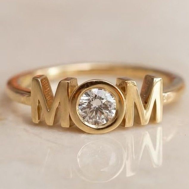 Sanjie's New Letter Mom MOM Simple Fashion Personalized Ring Mother's Day Gift Jewelry_ipsvogv.com