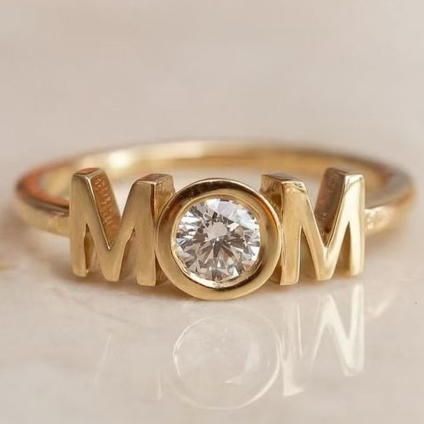 Sanjie's New Letter Mom MOM Simple Fashion Personalized Ring Mother's Day Gift Jewelry_ipsvogv.com