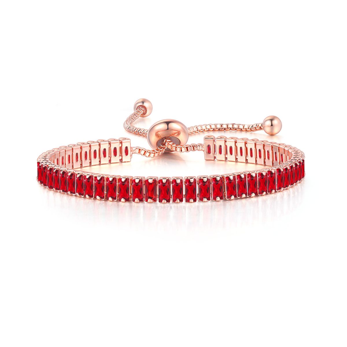 Unisex popular colored zircon bracelet 2*4mm single row rectangular full diamond adjustable tennis chain_ipsvogv.com