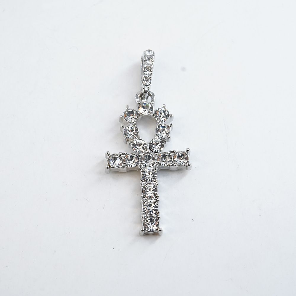 Unisex Anka Full Diamond Cross Pendant Single Row Diamond Tennis Chain Personality Trend Light Luxury Cuban Chain Necklace_ipsvogv.com