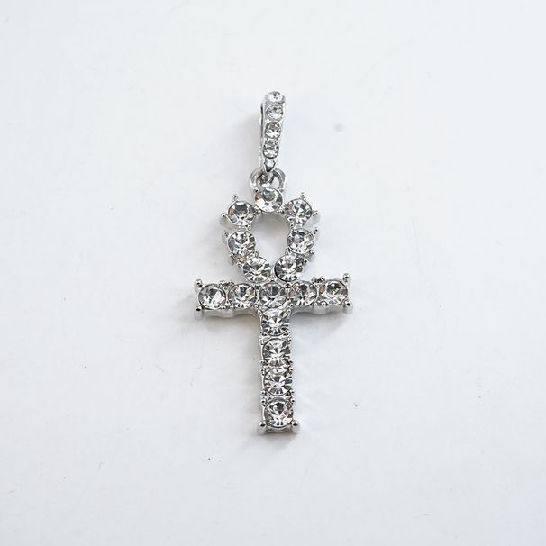 Unisex Anka Full Diamond Cross Pendant Single Row Diamond Tennis Chain Personality Trend Light Luxury Cuban Chain Necklace_ipsvogv.com