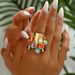 Unisex Niche Light Luxury Style Women's Open Adjustable Ring Personality Inlaid With Colored Gemstone Plain Ring Index Finger Ring_ipsvogv.com