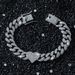 New Hip Hop Style Diamond Personalized Men's and Women's Peach Heart Chain Splicing Bracelet_ipsvogv.com