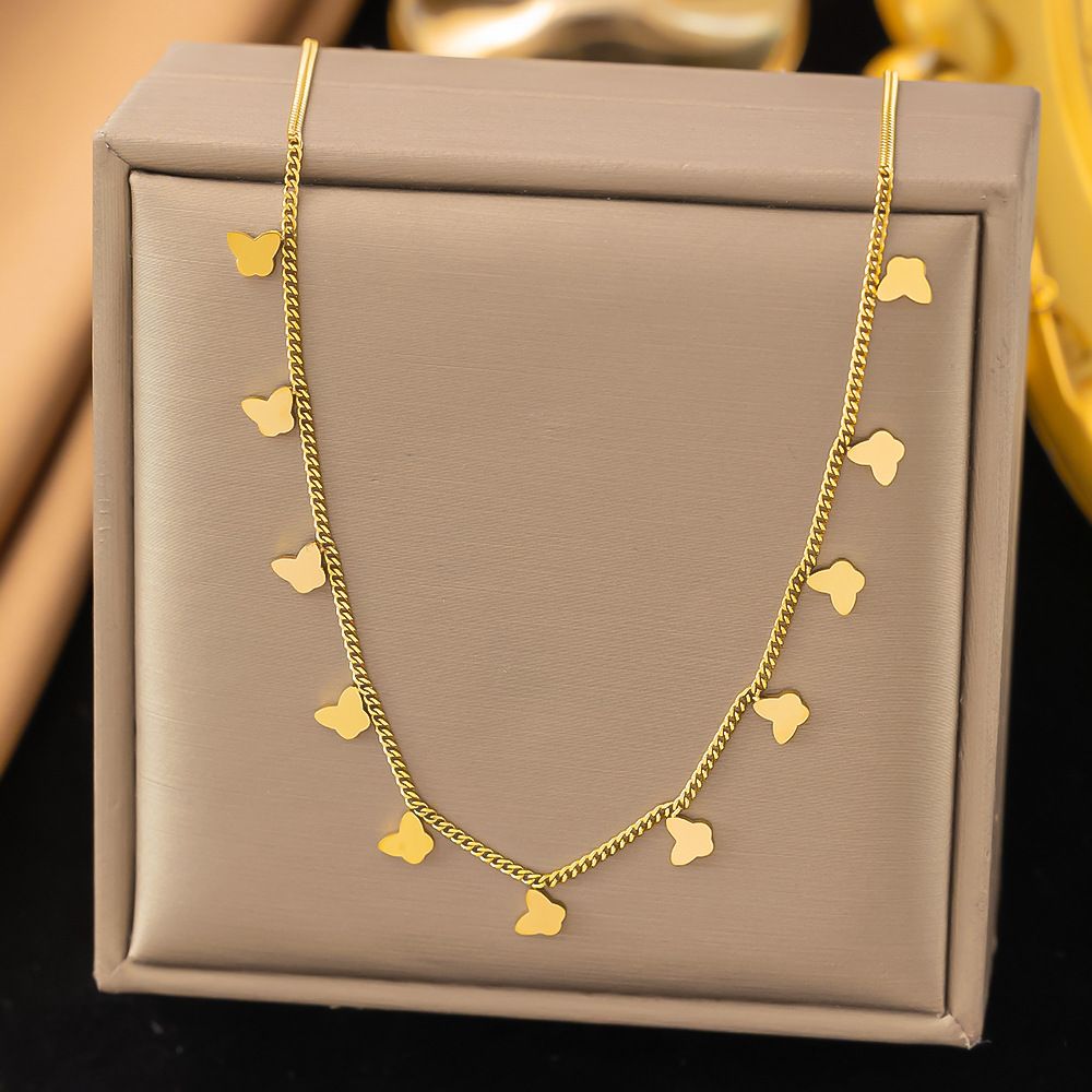 INS Personalized Collarbone Chain With High-end Feel, Simple And Fashionable Sweater Chain, French Butterfly Titanium_ipsvogv.com