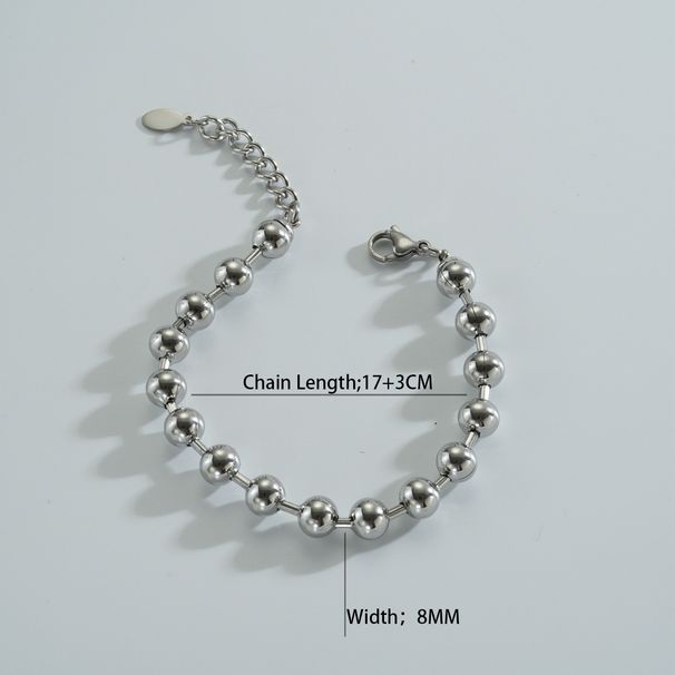 Fashion Simple Vacuum Plating Titanium Steel Hollow Bead Bracelet INS Style Light Accessories_ipsvogv.com