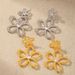 Brass Gold-Plated Metal Flower Earrings For Women, Light Luxury High-End Design Sense Fashion Versatile Romantic Ear_ipsvogv.com