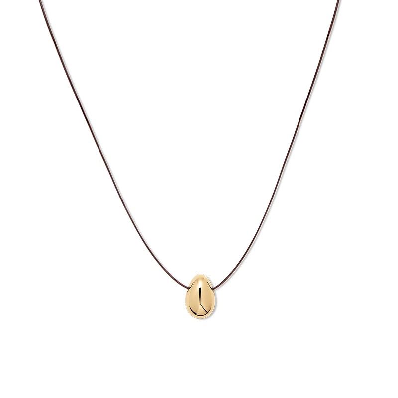 Eternal Life Leather Rope Long Necklace Light Luxury High Design Fashionable Water Drop Pendant Adjustable Sweater Neck_ipsvogv.com