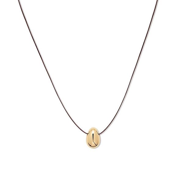 Eternal Life Leather Rope Long Necklace Light Luxury High Design Fashionable Water Drop Pendant Adjustable Sweater Neck_ipsvogv.com