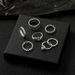 Ethnic Style Rose Blossom Turquoise Adjustable Joint Circle Ring Set Of 8 Combination Rings_ipsvogv.com