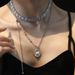 Crescent Pearl Bead Ribbon Star Heart Pull Necklace For Women Long Clavicle Chain Niche Design High-end Versatile_ipsvogv.com