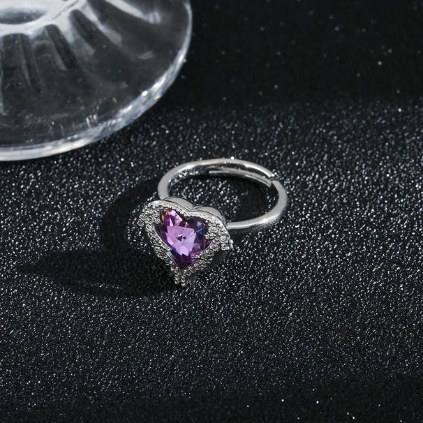 Classic Light Luxury Colorful Diamond Ocean Heart Open Titanium Steel Ring Women's Fashion Stainless Steel Ring Jewelry_ipsvogv.com