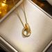 New Double Ring Buckle Necklace for Women's Luxury Light Luxury INS. Cool and Simple Titanium Steel Lock Bone Chain with_ipsvogv.com