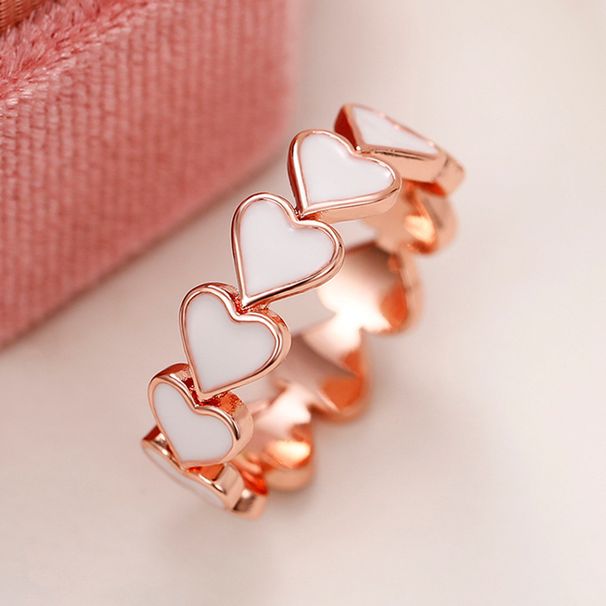 Cao Shi's New Simple Pink To Heart Drop Glue Ring For Women's Valentine's Day Gift Accessories_ipsvogv.com