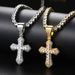 Unisex popular square colored zircon cross pendant new personality full diamond necklace trendy hip hop jewelry_ipsvogv.com
