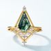 Natural Water Grass Agate Combination Ring Women's S925 Silver Geometric Green Moss Stone Ring Light Luxury_ipsvogv.com