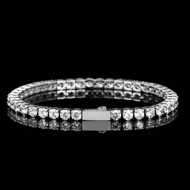 Men's Jewelry Hip Hop Zircon Bracelet 4mm Spring Buckle Stainless Steel Tennis Chain Boys High Grade Titanium Steel Bracelet_ipsvogv.com