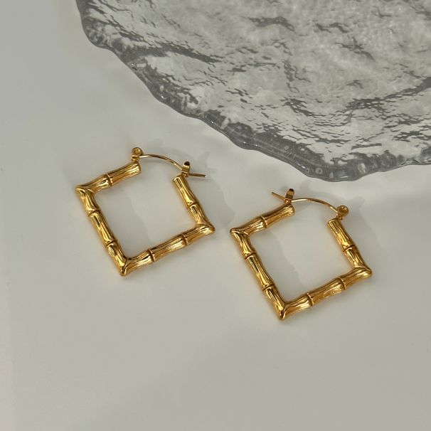 Spot Factory Fashionable Niche Ins Titanium Steel Retro Diamond Bamboo Earrings_ipsvogv.com
