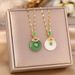 White Jade Pith Safety Clasp Women Gold Inlaid With Hotan Jade Pendant Colorfast Titanium Steel Bone Chain Light Luxury_ipsvogv.com