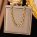 Ins Fashion Simple Temperament Thick Chain Couple Jewelry Titanium Steel Gold Ring Interlocking Bracelet For Women_ipsvogv.com