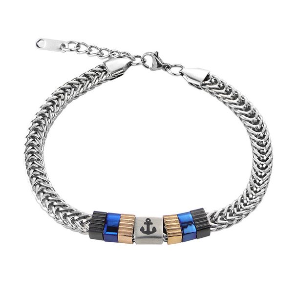 Unique Men's Niche Titanium Jewelry Stainless Steel Design Cuban Hip-Hop Anchor Lobster Clasp Bracelet_ipsvogv.com