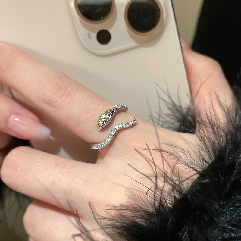Serpentine Female Personalized With Zircon Open Niche Design, High End, Unique Finger Ring, Cold Style, Versatile Ring Design, End, , Style,_ipsvogv.com