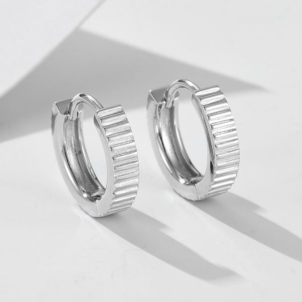 Women's Jewelry S925 Sterling Silver Earrings Ins Niche Minimalist Smooth Striped Ear Buckles Female All Match Light Luxury Silver Earrings_ipsvogv.com