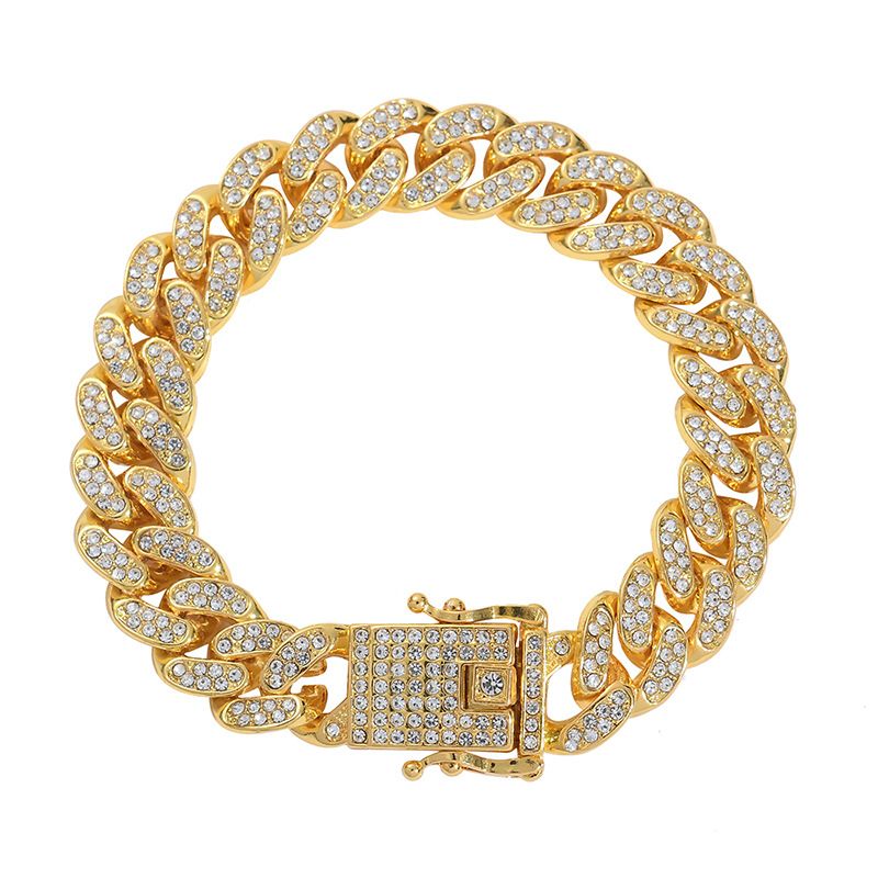 Men's Gold Hip Hop Style Oval Alloy Full Diamond Necklace Men's Jewelry Hip Hop Cuban Chain Fashion Men's Jewelry_ipsvogv.com