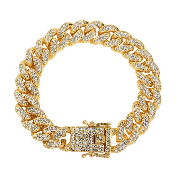 Men's Gold Hip Hop Style Oval Alloy Full Diamond Necklace Men's Jewelry Hip Hop Cuban Chain Fashion Men's Jewelry_ipsvogv.com