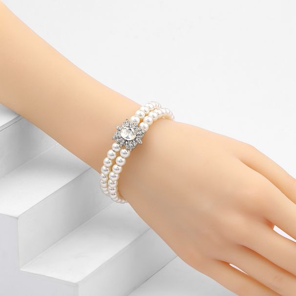 Hot Selling Leaf Pearl Necklace Earrings Bracelet Women Three-Piece Set Suitable For Wedding Evening Party_ipsvogv.com